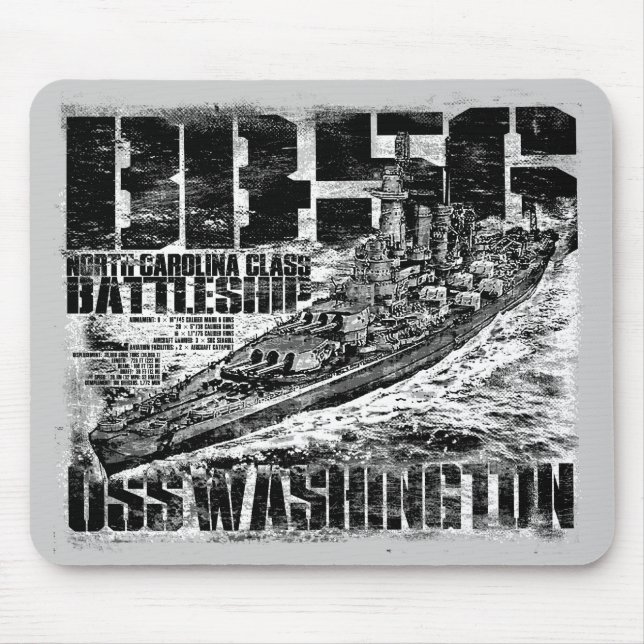 Battleship Washington Mouse Pad Musmatta (Framsidan)