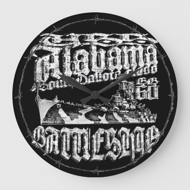 Battleshöft Alabama akrylväggsklocka Stor Klocka (Framsida)