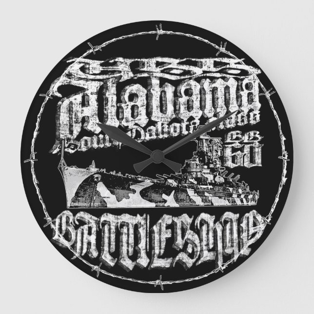 Battleshöft Alabama akrylväggsklocka Stor Klocka (Framsida)