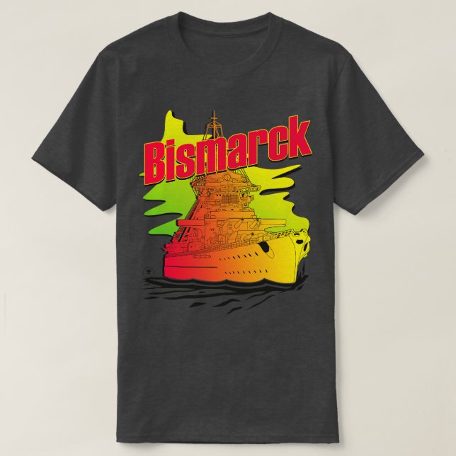 Battleshöft Bismarck Synthwave stil T Shirt (Design framsida)