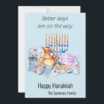 Bättre dagar är på väg mot Hanukkah 2021 Julkort<br><div class="desc">Den här designen skapades genom digital grafik. Den kan vara personlig i det område som tillhandahålls genom att ändra fotot och/eller text. Du kan också anpassa den genom att klicka för att anpassa ytterligare alternativ och ta bort eller ändra bakgrunden i färg, lägga till text, ändra texten färg eller stil...</div>