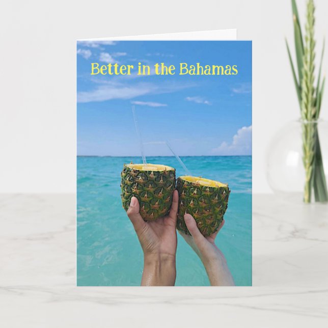 Bättre i Bahamas ananas-drycken på stranden Kort (Framsida)