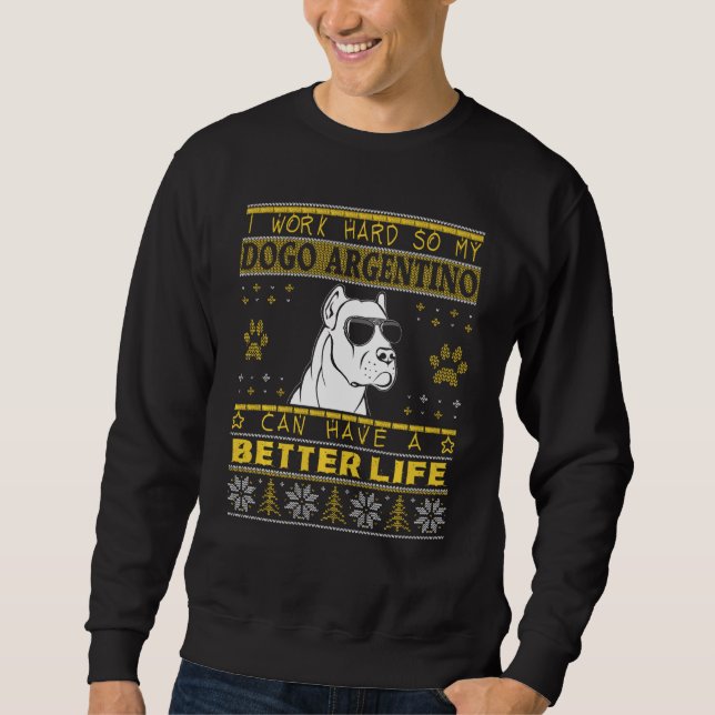 Bättre liv med Dogo Argentino Den underbara uggla  Lång Ärmad Tröja (Framsida)