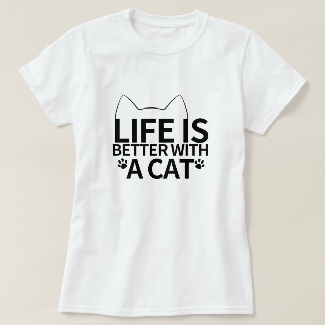 bättre liv med en katt t shirt (Design framsida)