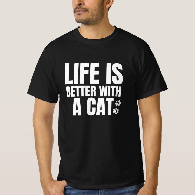bättre liv med en katt t shirt (Framsida)