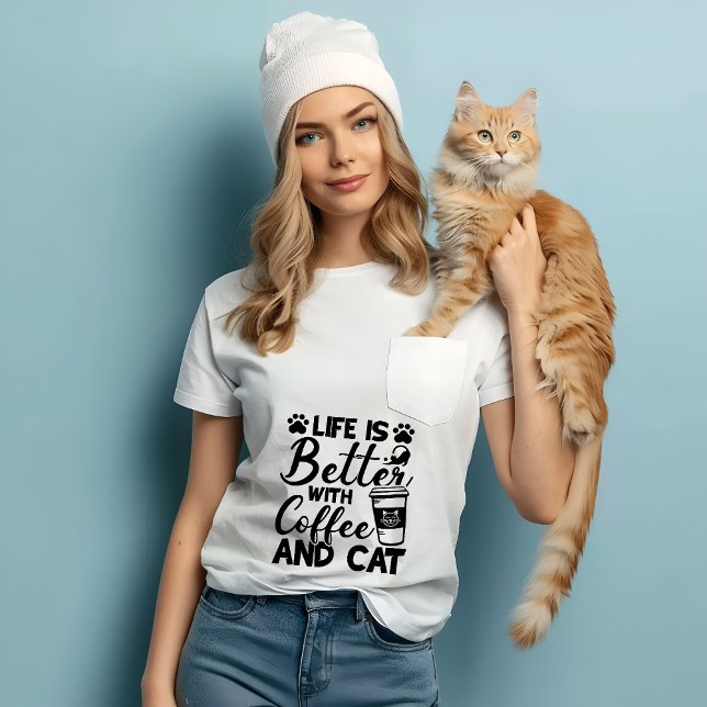 Bättre liv med kaffe och katt,bästa kattskjorta t shirt (Skapare uppladdad)