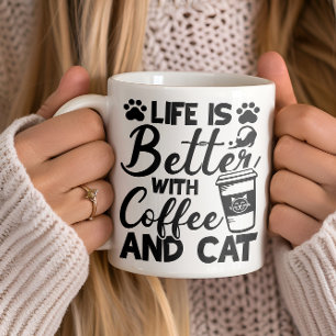 Bättre liv med kaffe och katt, kattälskare mugg