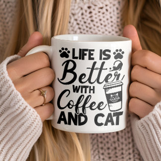 Bättre liv med kaffe och katt, kattälskare mugg