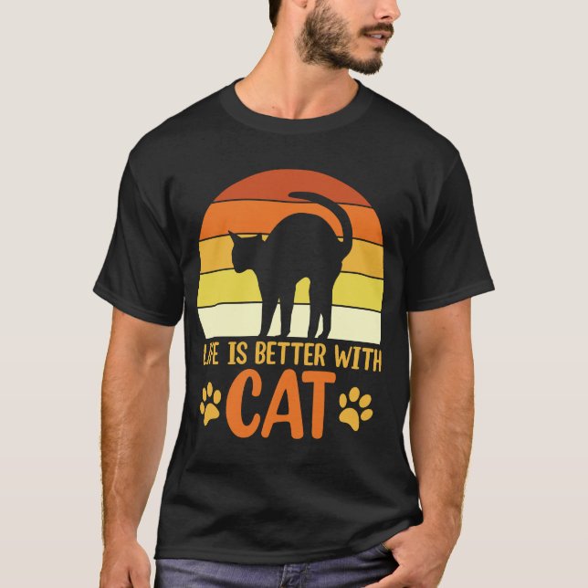 bättre liv med katt t shirt (Framsida)