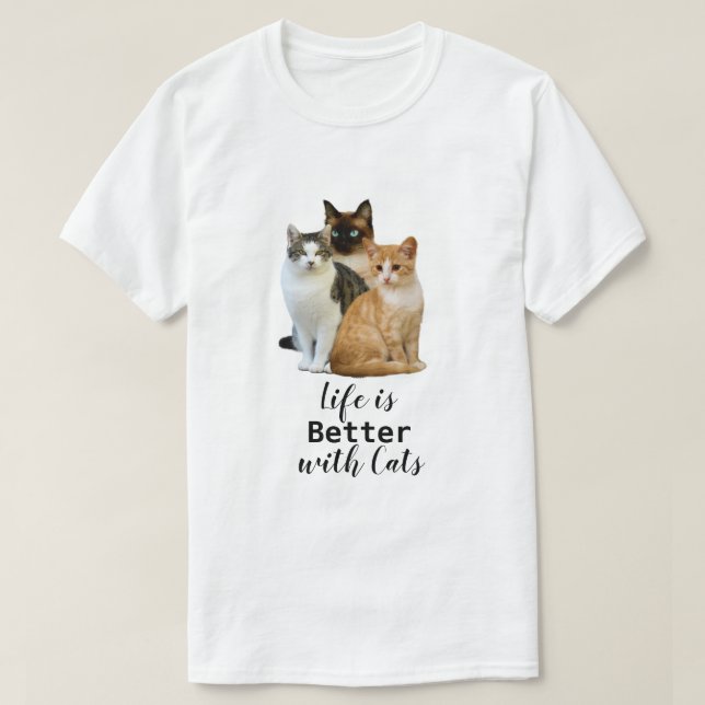 Bättre liv med katter/katt över t shirt (Design framsida)