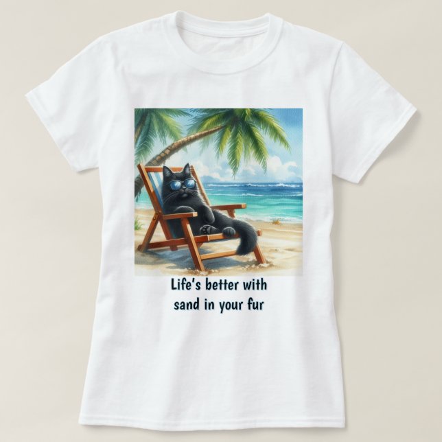 Bättre liv på Beach Cat Lovers T Shirt (Design framsida)