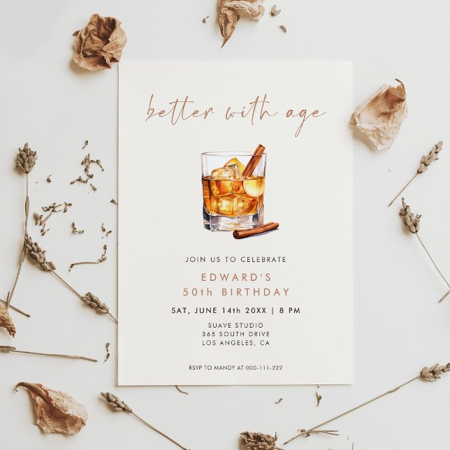 Bättre Med Åldern Whisky Födelsedag Inbjudningar (Skapare uppladdad)