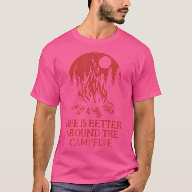 Bättre runt Campfire Summer Camping Tropical T Shirt (Framsida)