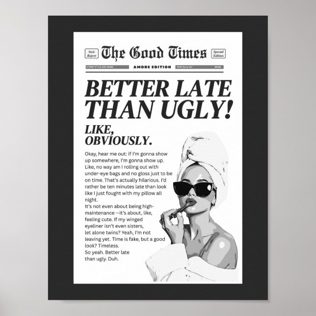 Bättre sent än ful tryck: Priddy sovrums konst  Poster (Framsidan)