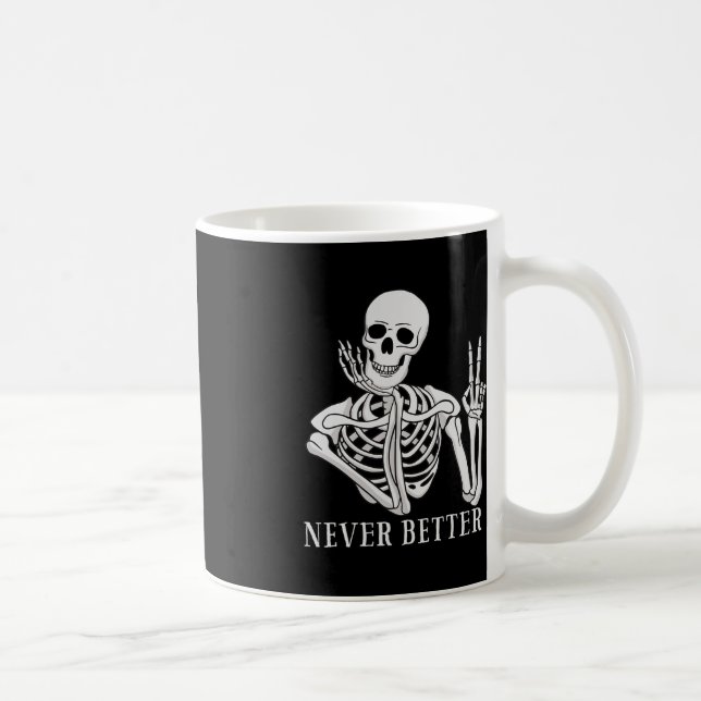 Bättre Skeleton Funny Halloween Skull Kaffemugg (Höger)
