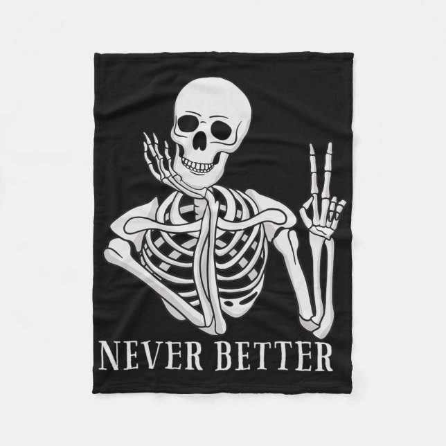 Bättre Skeleton Roligt Halloween Skull Fleecefilt (Framsidan)