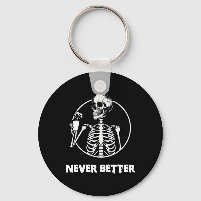 Bättre Skeleton Skull Funny Halloween Costum Nyckelring (Framsida)