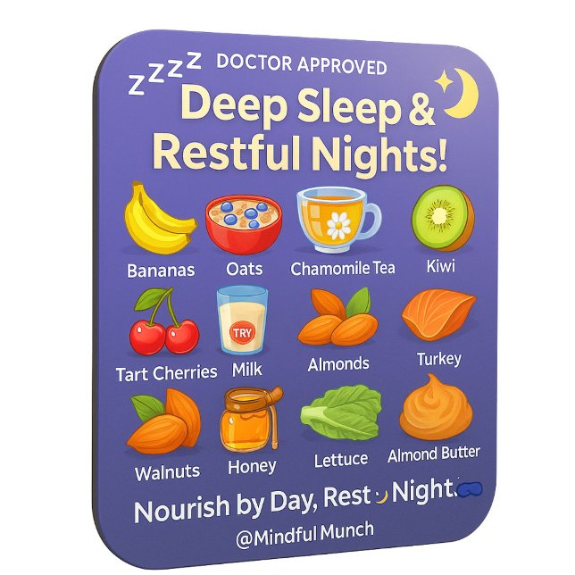 💤 Bättre sömn kylskåpsmagnet (Wind down naturally—this magnet shows you the best foods for deep sleep and relaxation)