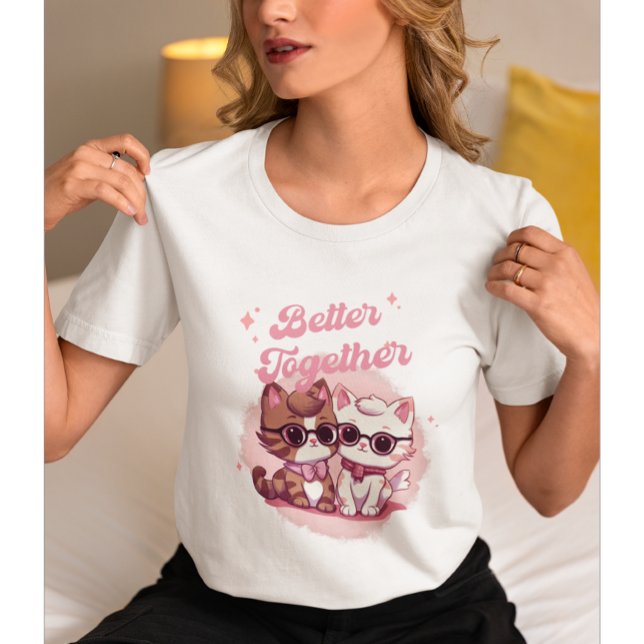 Bättre tillsammans...Alla hjärtans dag-katt T Shirt (Skapare uppladdad)