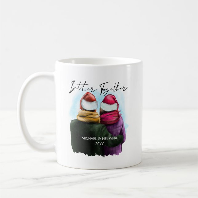 Bättre tillsammans med skript vattenfärg: lite jul kaffemugg (Vänster)