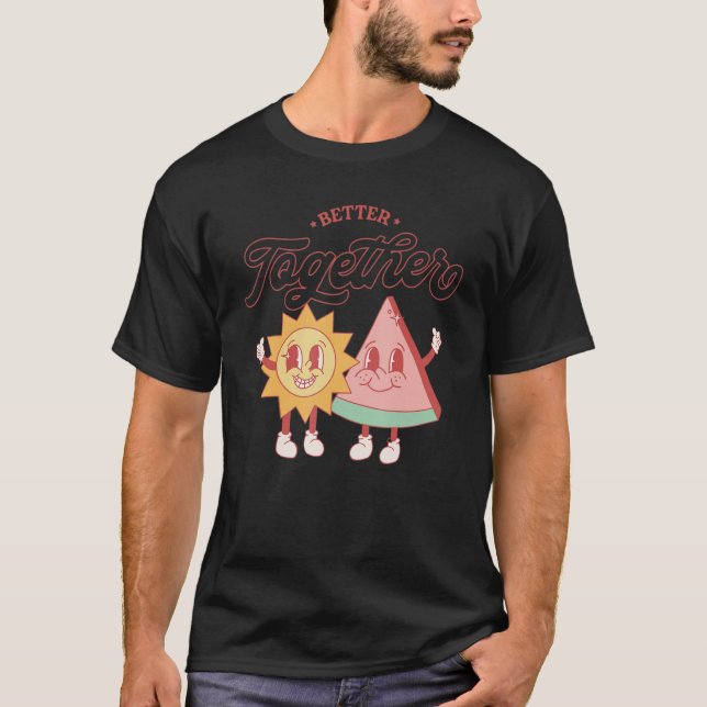 Bättre tillsammans med Sol och Watermelon Sommar V T Shirt (Framsida)