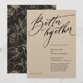 Bättre tillsammans Modern Calligraphy svart och vi Inbjudningar