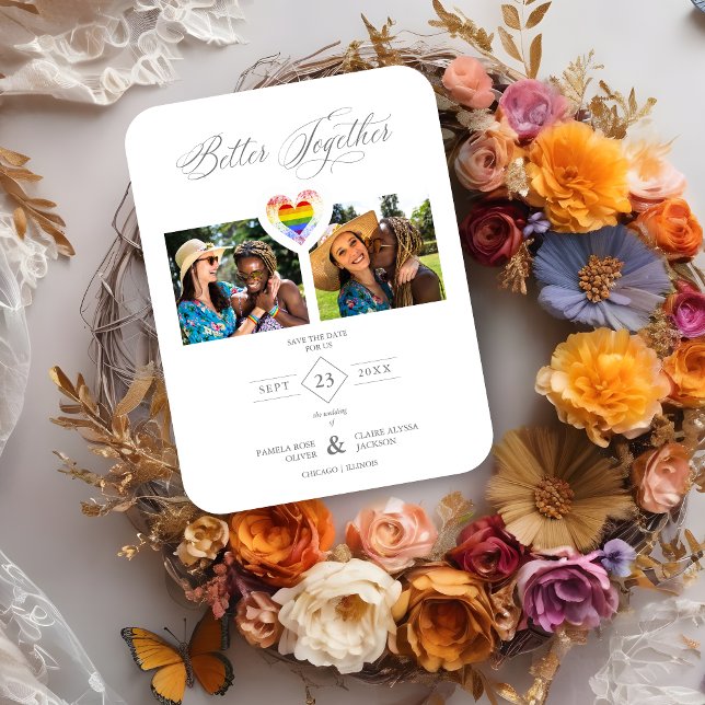 Bättre tillsammans Pridet Rainbow Heart 2-foton Magnet (Skapare uppladdad)