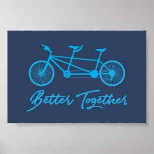 Bättre tillsammans Tandem Bike Blue Poster