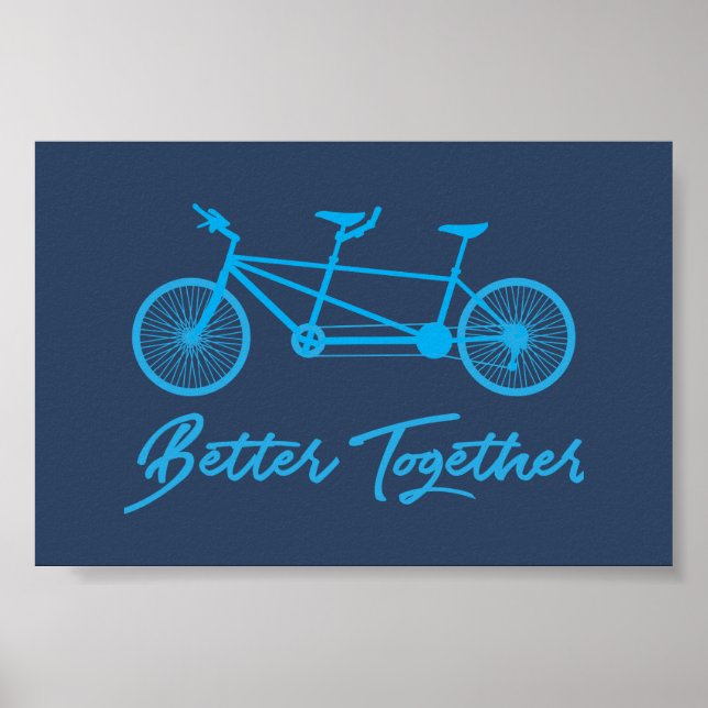 Bättre tillsammans Tandem Bike Blue Poster (Framsidan)