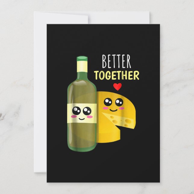 Bättre Toger - Snygg Vin Och Ost Puns Julkort (Framsida)
