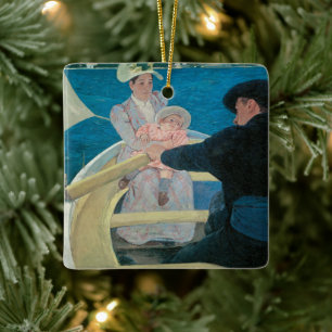 Båttur av Mary Cassatt, Vintage Fine Art Julgransprydnad Keramik