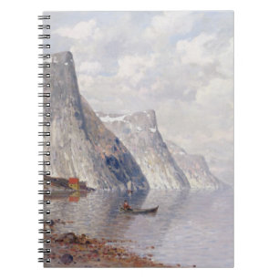 Båttur på en norsk fjord (olja på duk) anteckningsbok