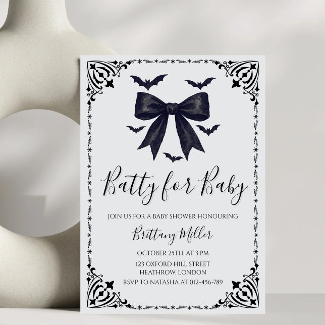 Batty for Baby Halloween Baby Shower-inbjudan Inbjudningar (Skapare uppladdad)
