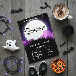 Batty for baby. Halloween Baby shower Invitation Inbjudningar