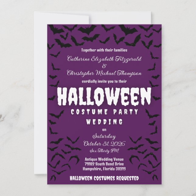 Batty Halloween Costume Party bröllopsinbjudan Inbjudningar (Framsida)