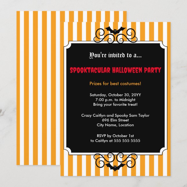 Batty Halloweenfest Inbjudningar (Fram/baksida)