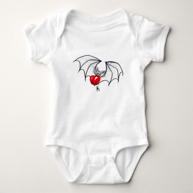 Batty Heart Baby BodyKodräkt T Shirt (Framsida)