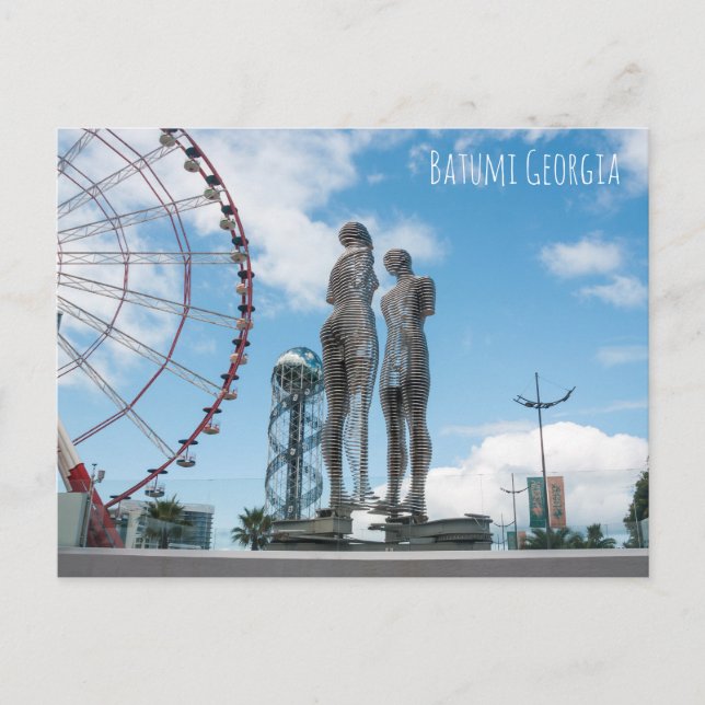 Batumi City Georgia. Ali och Nino statue Vykort (Framsida)