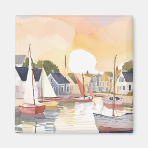 Båtvik Kusthav Vattenfärgstavla Magnet