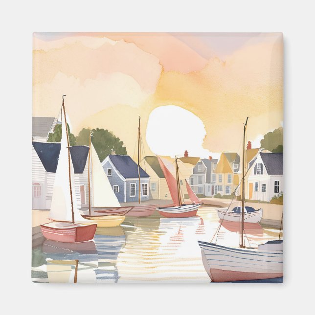 Båtvik | Kusthav Vattenfärgstavla Magnet (Framsidan)