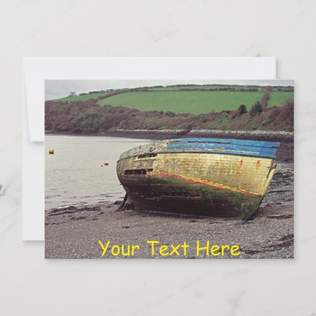 Båtvrak i anpassadet, Cornwall, UK Card (Framsida)