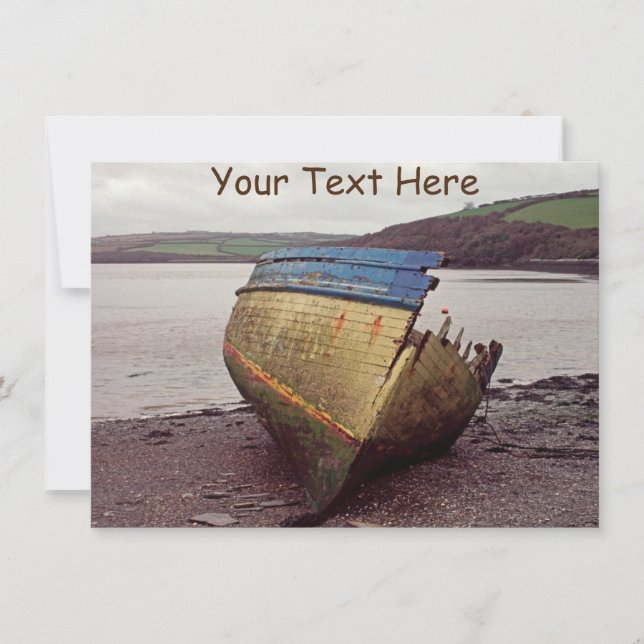 Båtvrak i anpassadet, Cornwall, UK Card (Framsida)