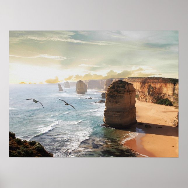 Båtvyn Australien för tolv apostles Poster (Framsidan)