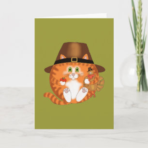 Bauble Cat Thanksgiving Helgkort