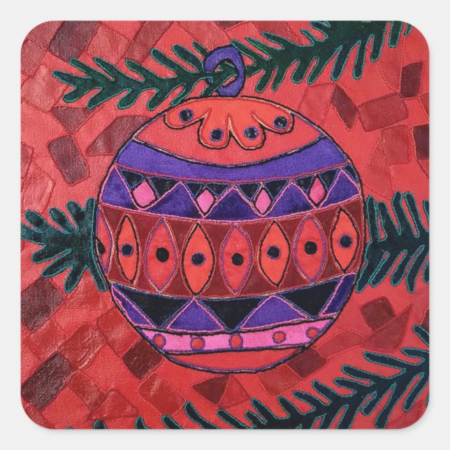 Bauble Fyrkantigt Klistermärke (Framsida)