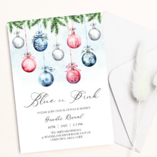 Baubles Festive Winter-julafton Gender Reveal Inbjudningar