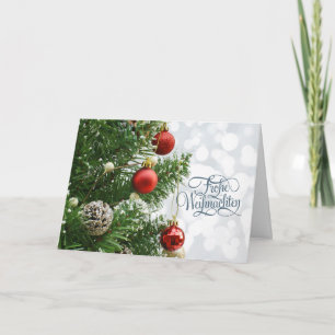 Baubles, fir, cones German jul Helgdag Card Helgkort