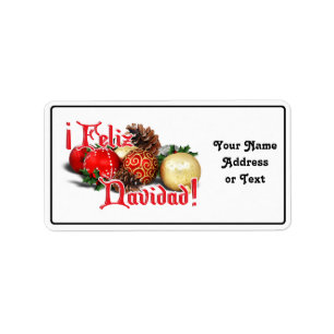 Baubles & Gräs Cones - Feliz Navidad Adressetikett