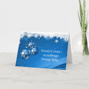 Baubles och snöflingor polsk jul, nyår helgkort