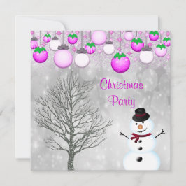 Baubles, Winter Träd & Snögubbe jul Party Inbjudningar